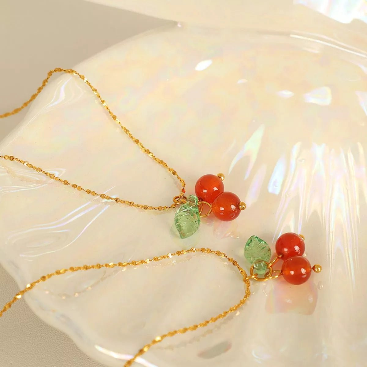 Agate Cherry Pendant Necklace - MAD RUFFI