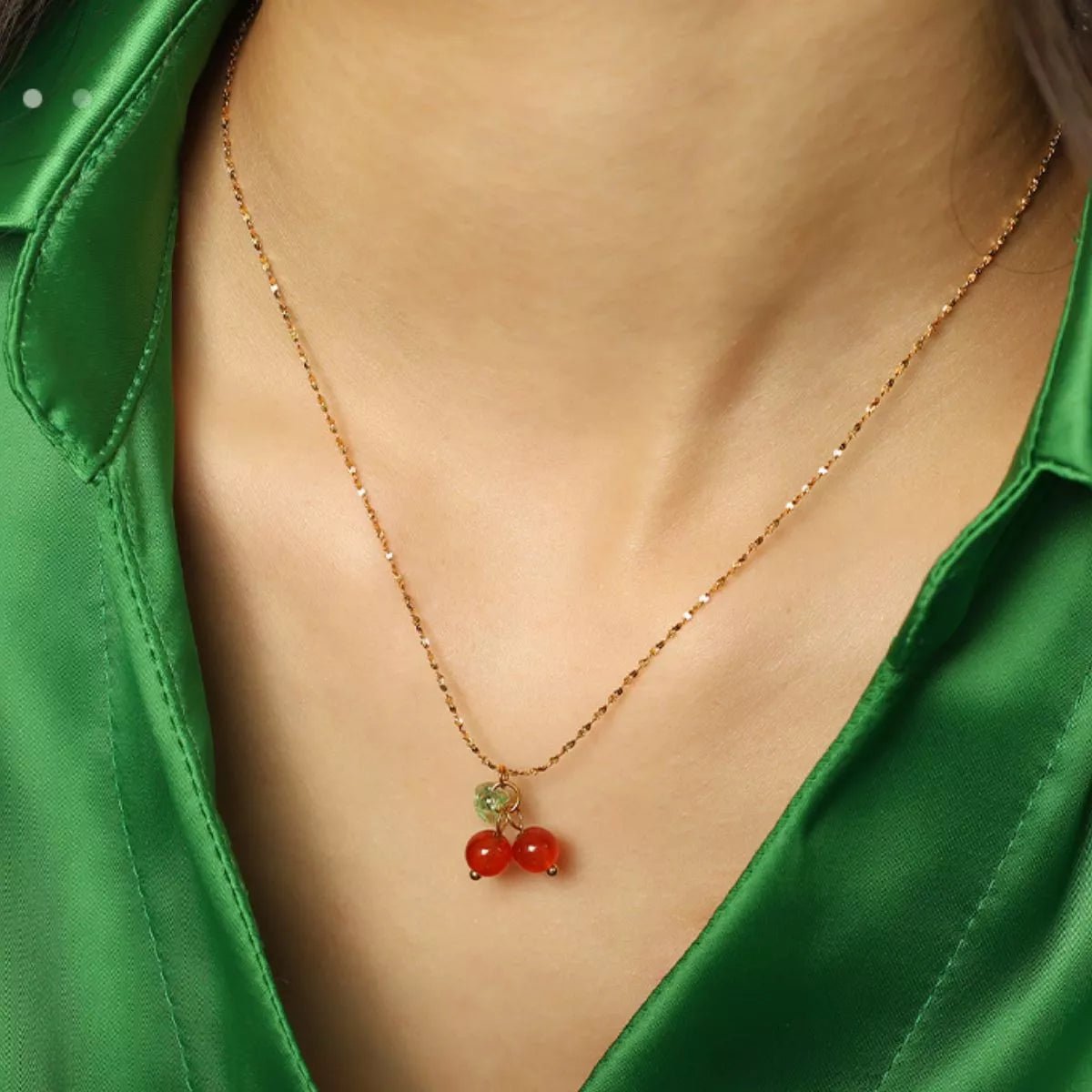 Agate Cherry Pendant Necklace - MAD RUFFI