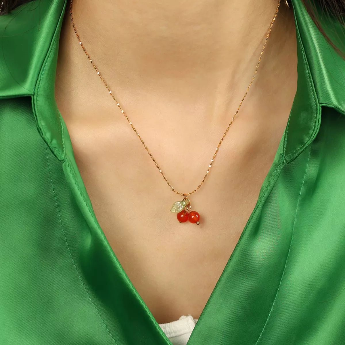 Agate Cherry Pendant Necklace - MAD RUFFI