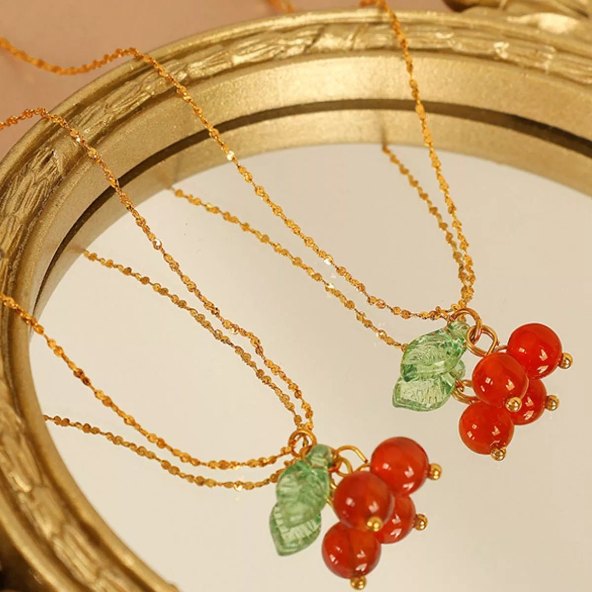 Agate Cherry Pendant Necklace - MAD RUFFI