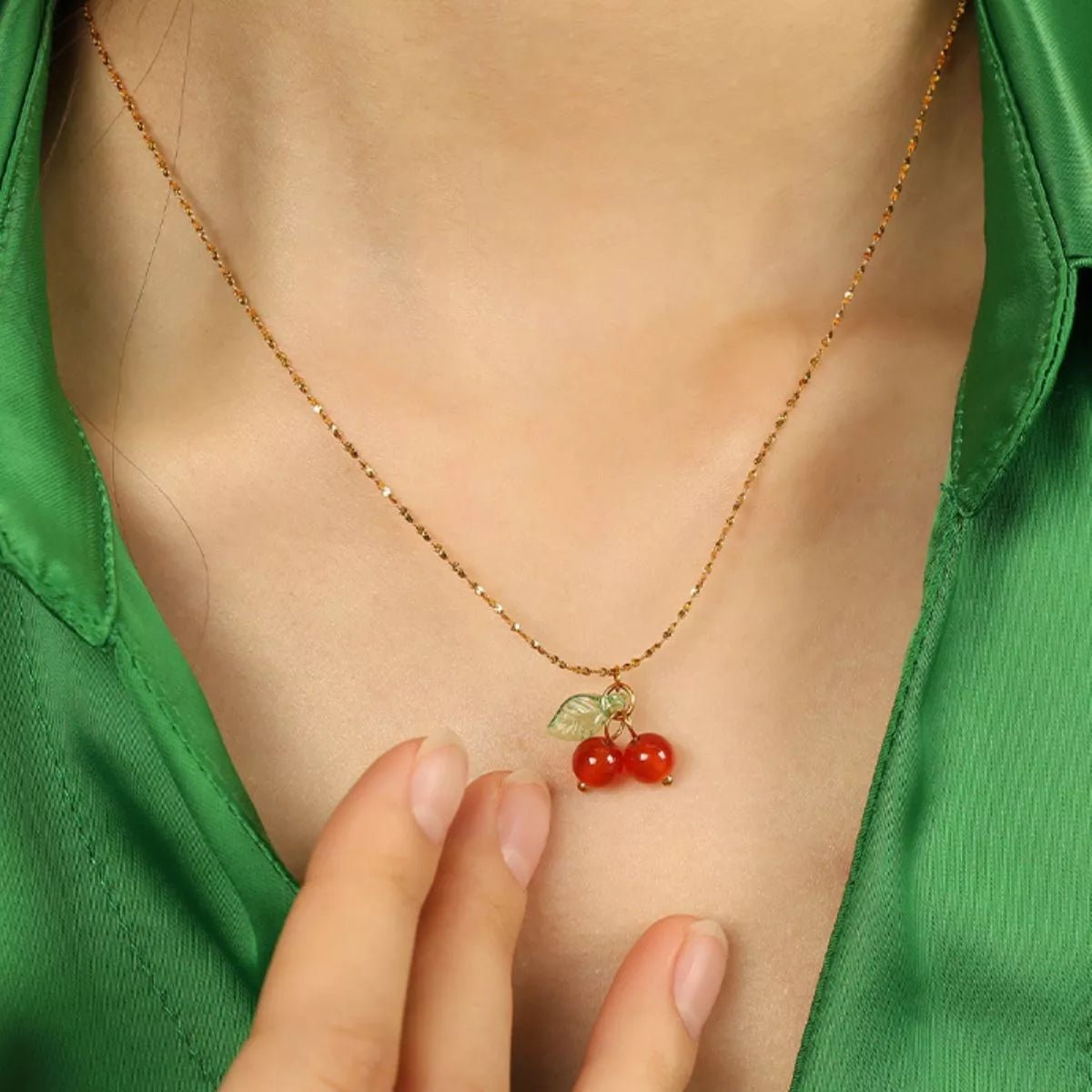 Agate Cherry Pendant Necklace - MAD RUFFI