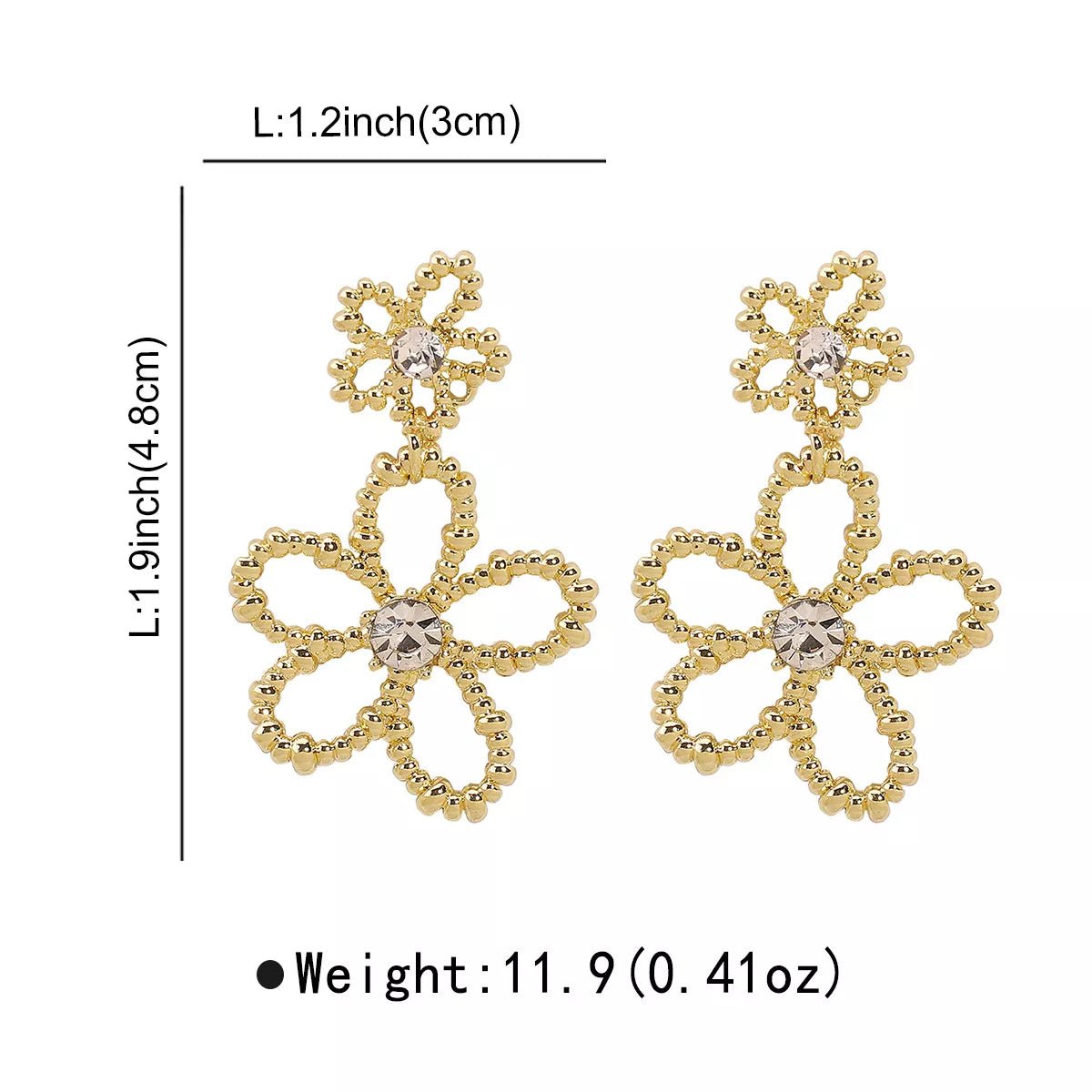 Alloy Floral Drop Earrings - MAD RUFFI