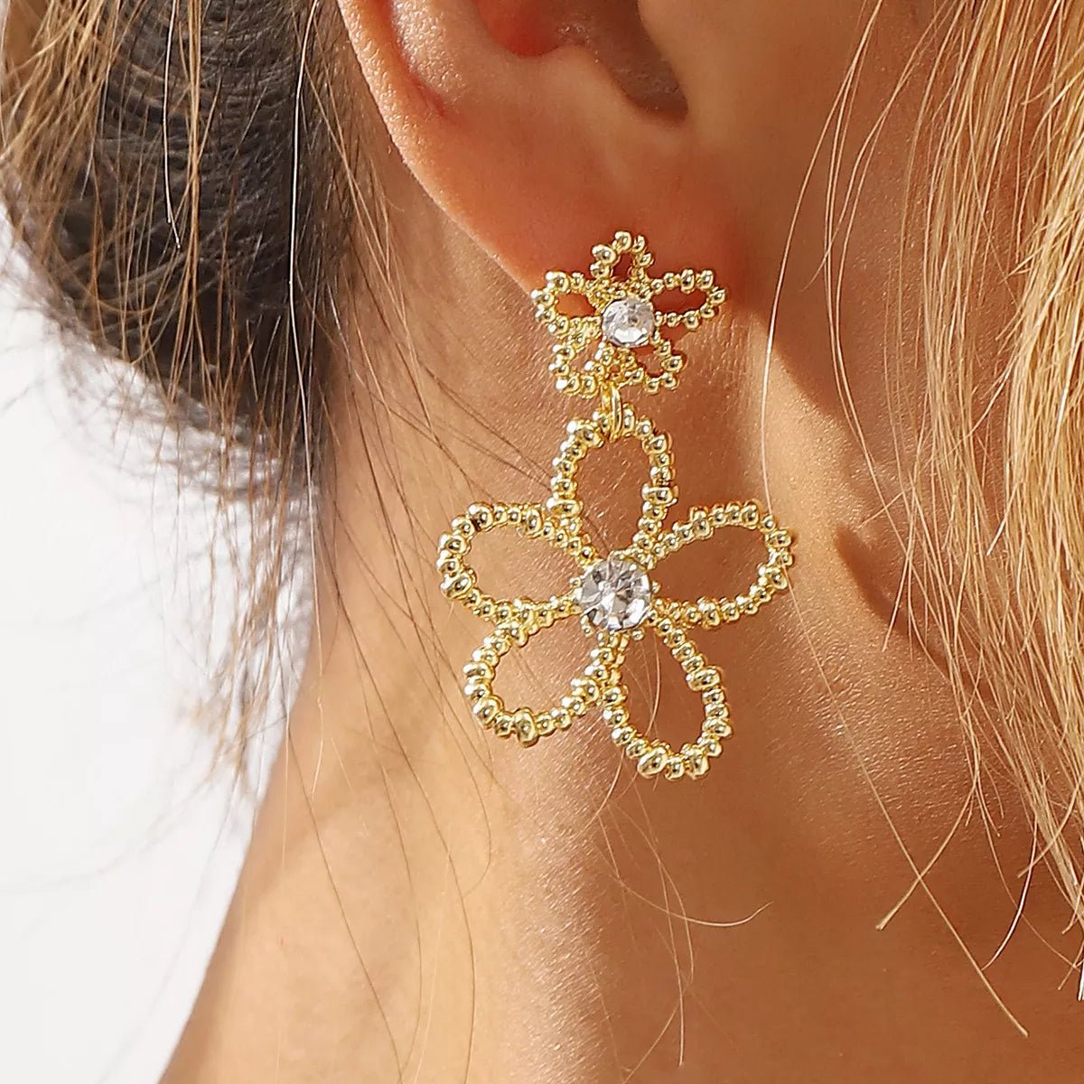 Alloy Floral Drop Earrings - MAD RUFFI