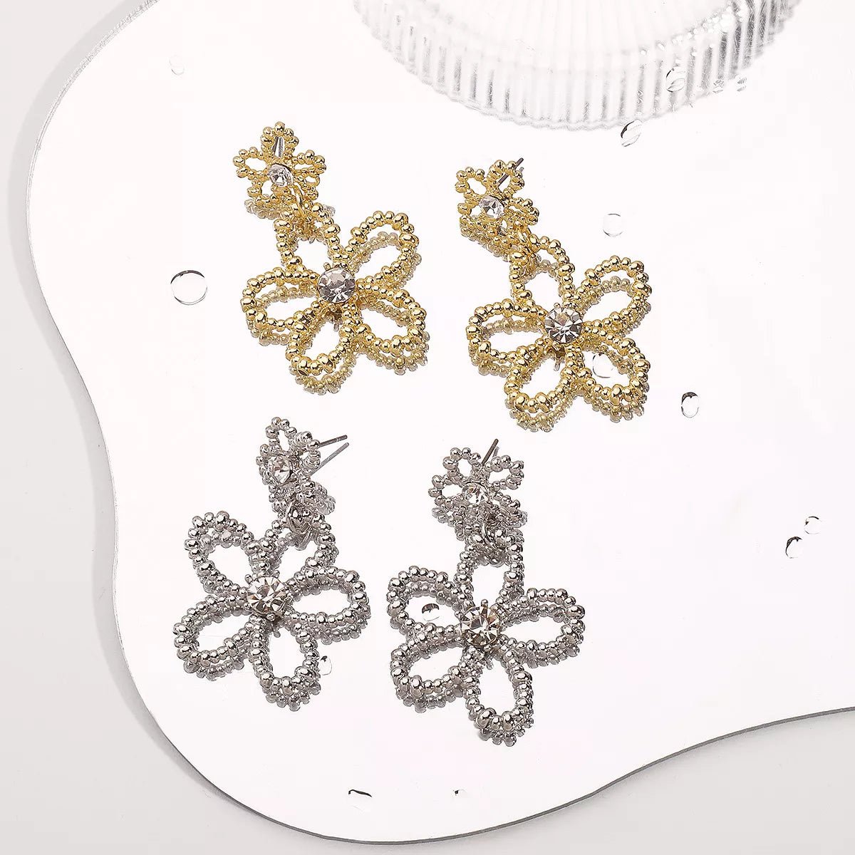 Alloy Floral Drop Earrings - MAD RUFFI
