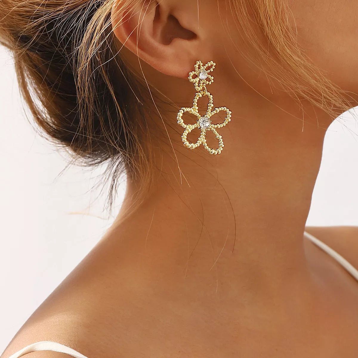 Alloy Floral Drop Earrings - MAD RUFFI