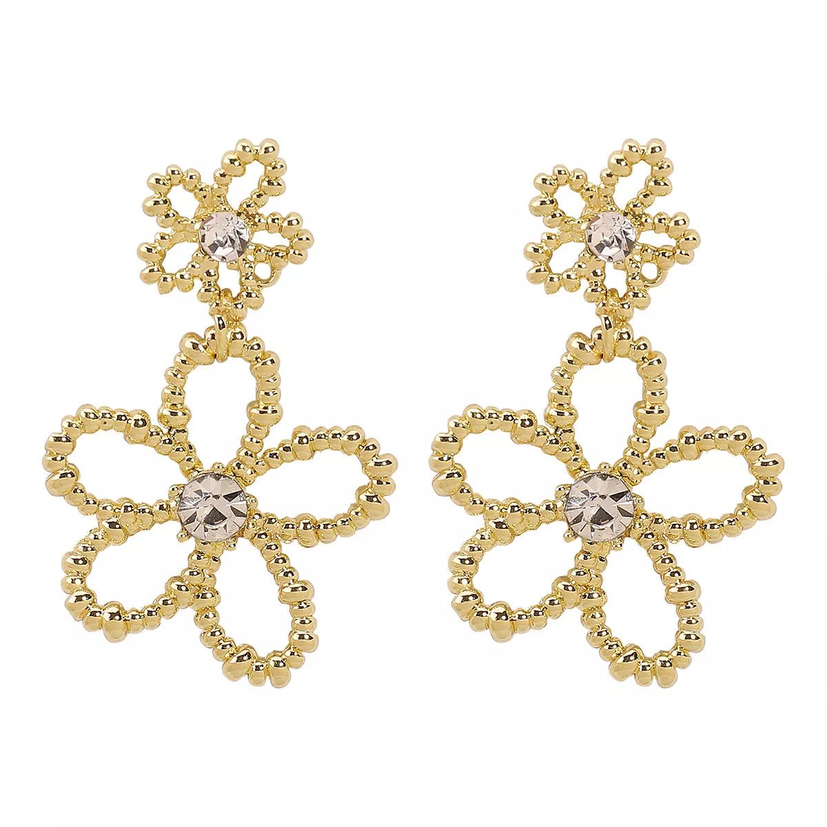 Alloy Floral Drop Earrings - MAD RUFFI