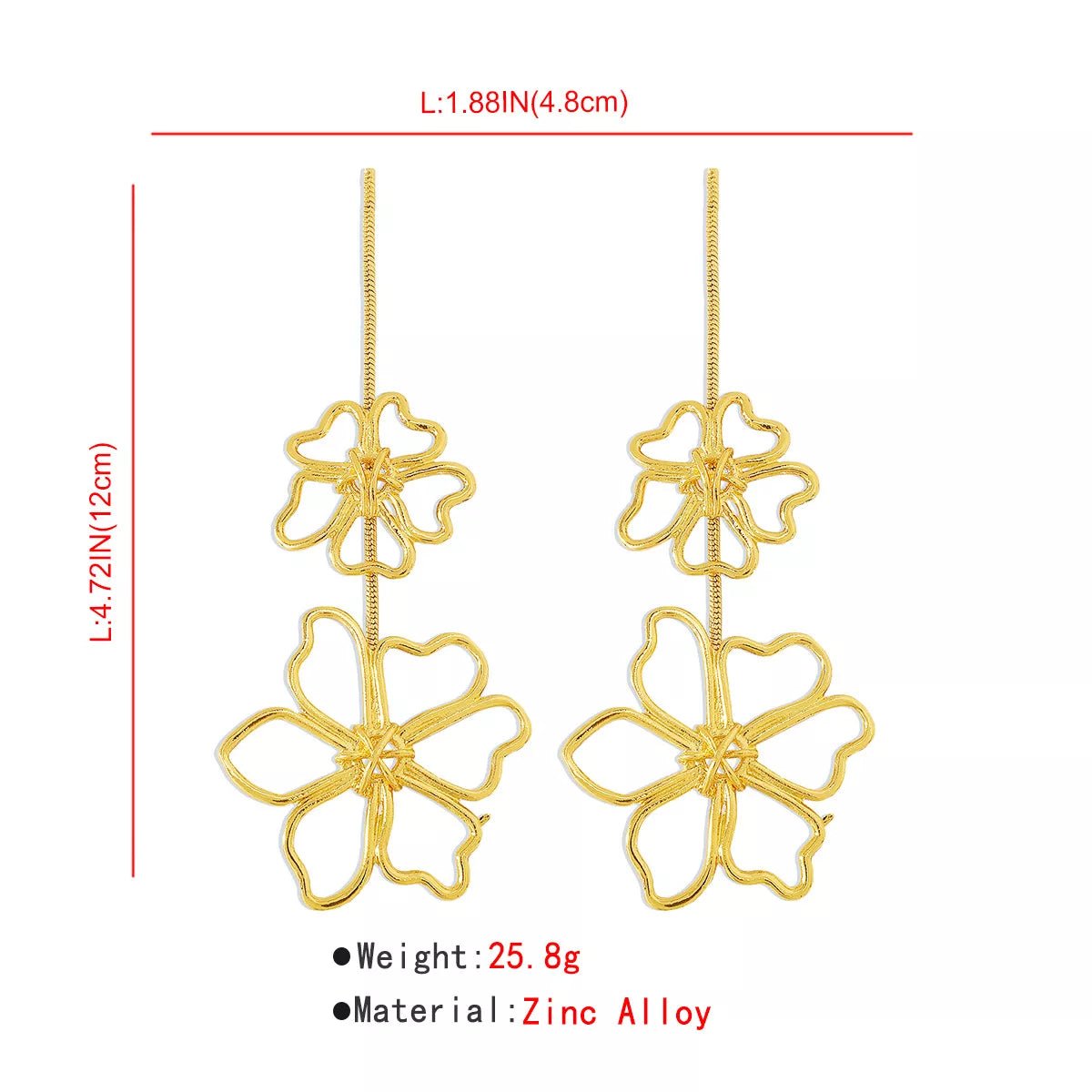 Alloy Flower Dangle Earrings - MAD RUFFI