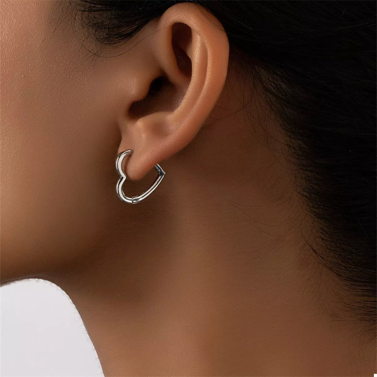Alloy Heart Shape Hoop Earrings - MAD RUFFI