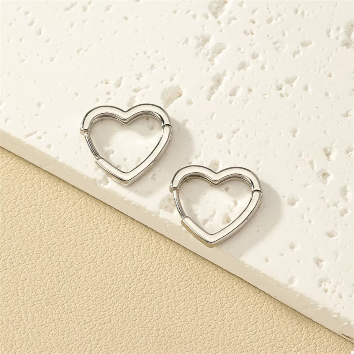 Alloy Heart Shape Hoop Earrings - MAD RUFFI