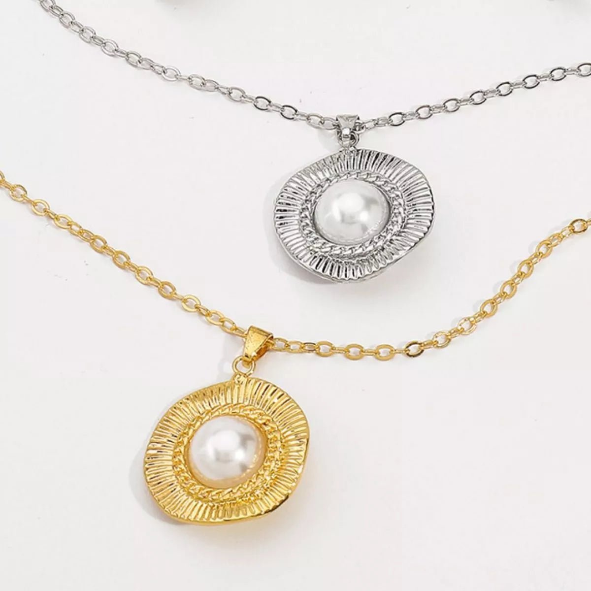 Alloy Pearl Pendant Necklace - MAD RUFFI