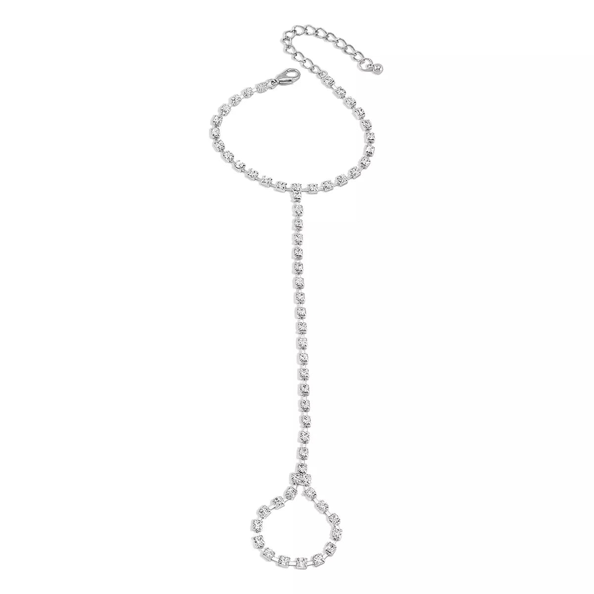 Alloy Rhinestone Bracelet with Ring - MAD RUFFI