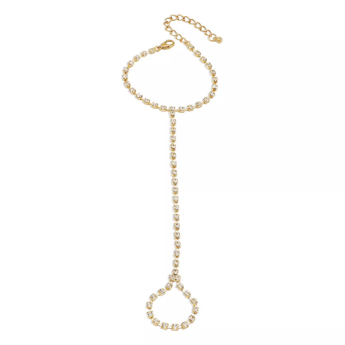 Alloy Rhinestone Bracelet with Ring - MAD RUFFI