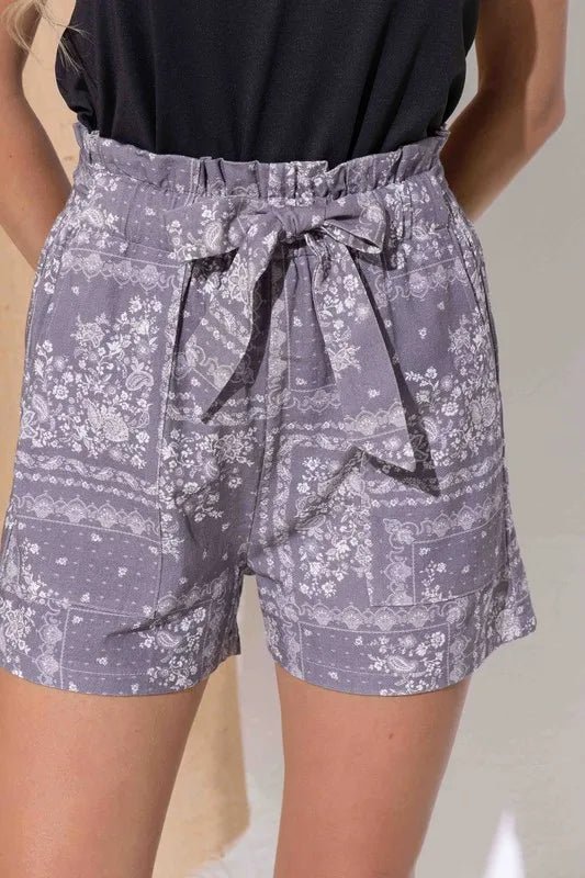 And The Why Boho Print Linen Casual Shorts - MAD RUFFI