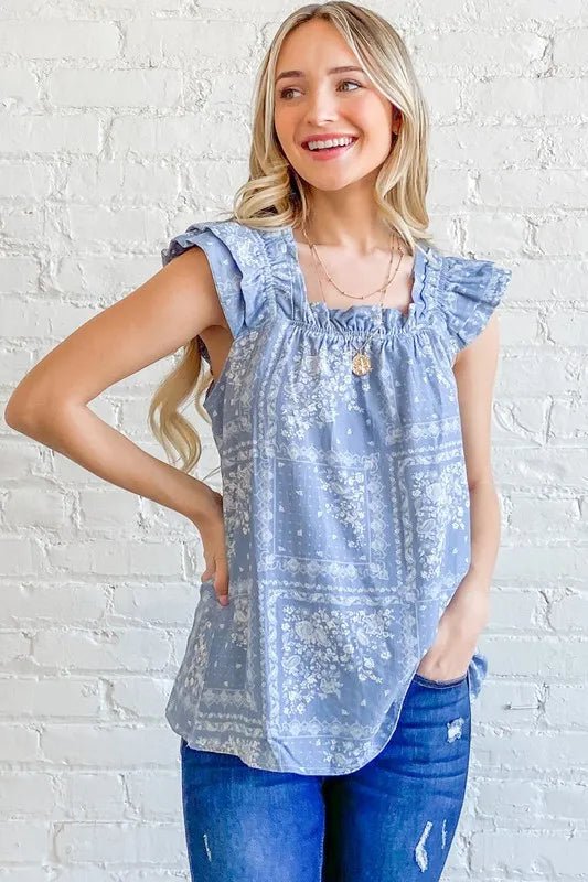 And The Why Boho Print Ruffle Baby Doll Tank Top - MAD RUFFI