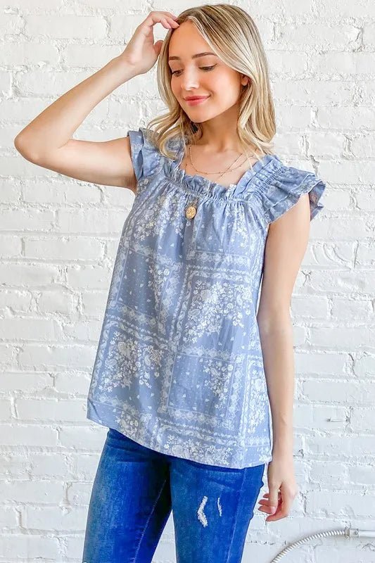 And The Why Boho Print Ruffle Baby Doll Tank Top - MAD RUFFI