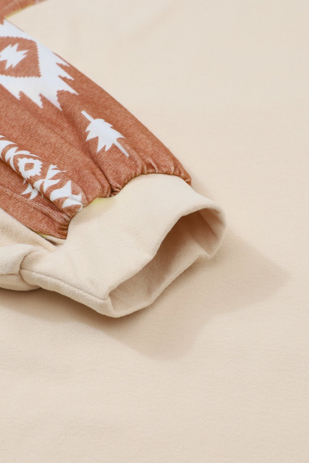 Apricot Casual Ethnic Print Patch Long Sleeve Top - MAD RUFFI