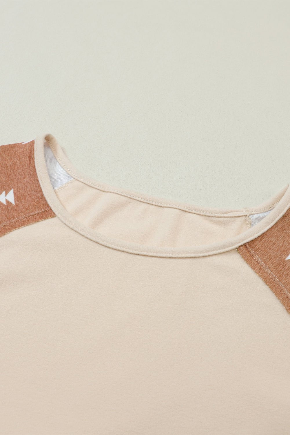 Apricot Casual Ethnic Print Patch Long Sleeve Top - MAD RUFFI