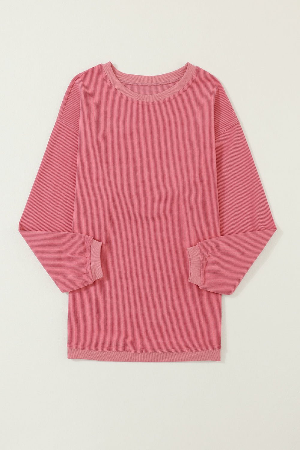 Apricot Drop Shoulder Rib Knit Oversized Sweatshirt - MAD RUFFI