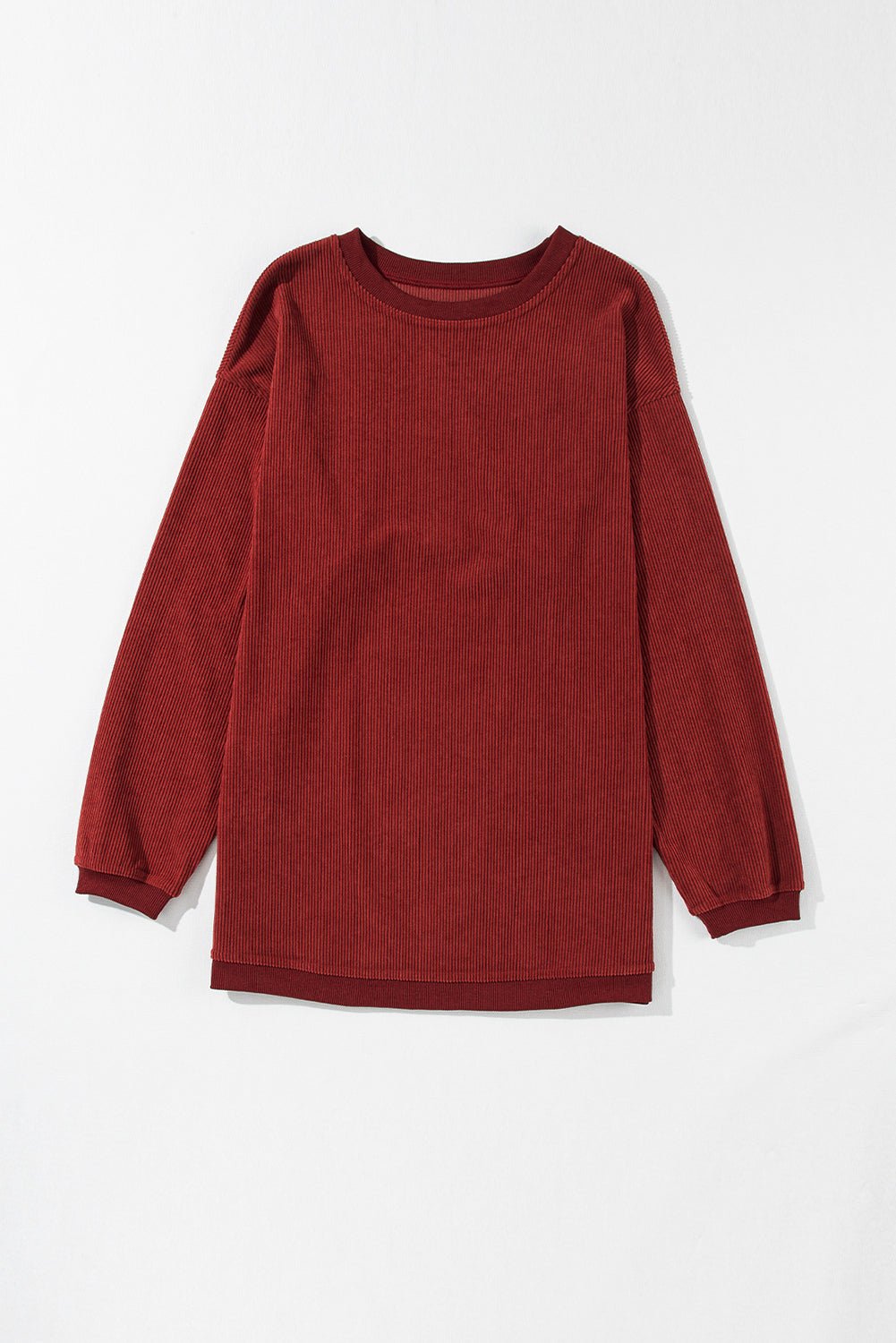 Apricot Drop Shoulder Rib Knit Oversized Sweatshirt - MAD RUFFI
