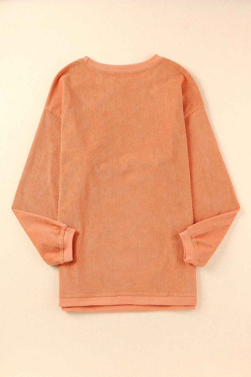 Apricot Drop Shoulder Rib Knit Oversized Sweatshirt - MAD RUFFI