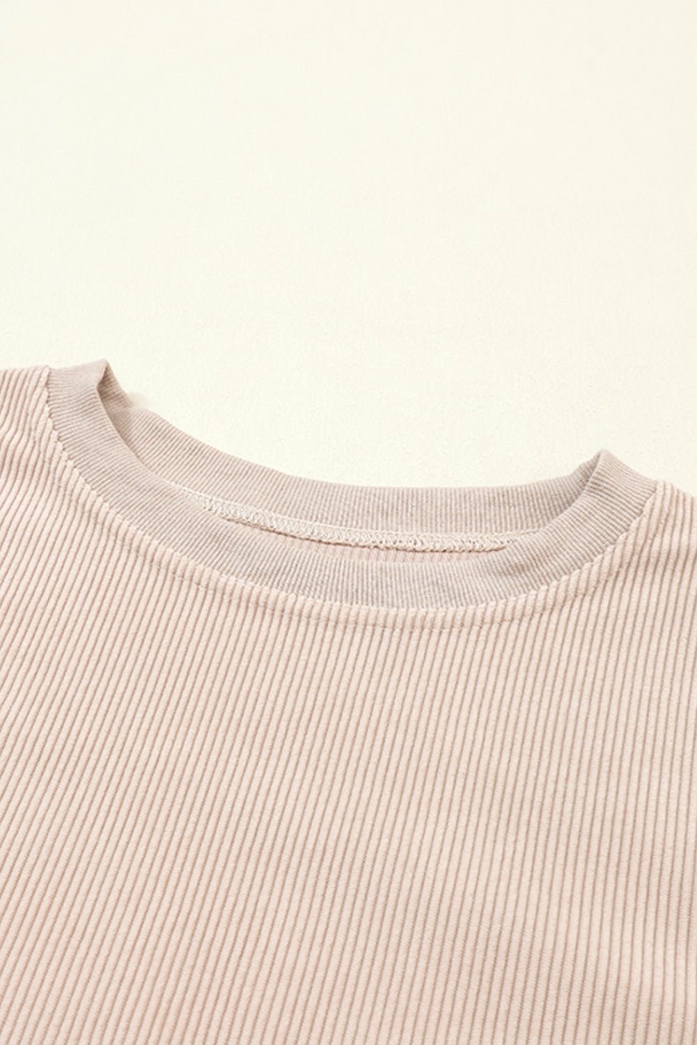 Apricot Drop Shoulder Rib Knit Oversized Sweatshirt - MAD RUFFI
