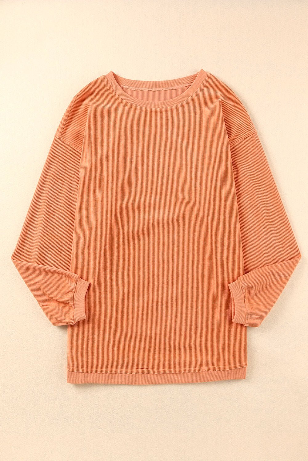 Apricot Drop Shoulder Rib Knit Oversized Sweatshirt - MAD RUFFI