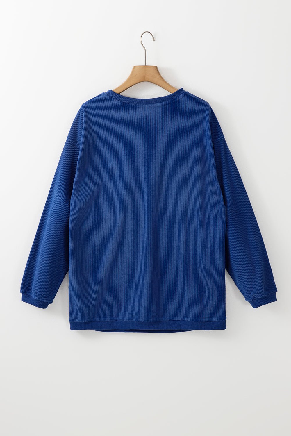 Apricot Drop Shoulder Rib Knit Oversized Sweatshirt - MAD RUFFI