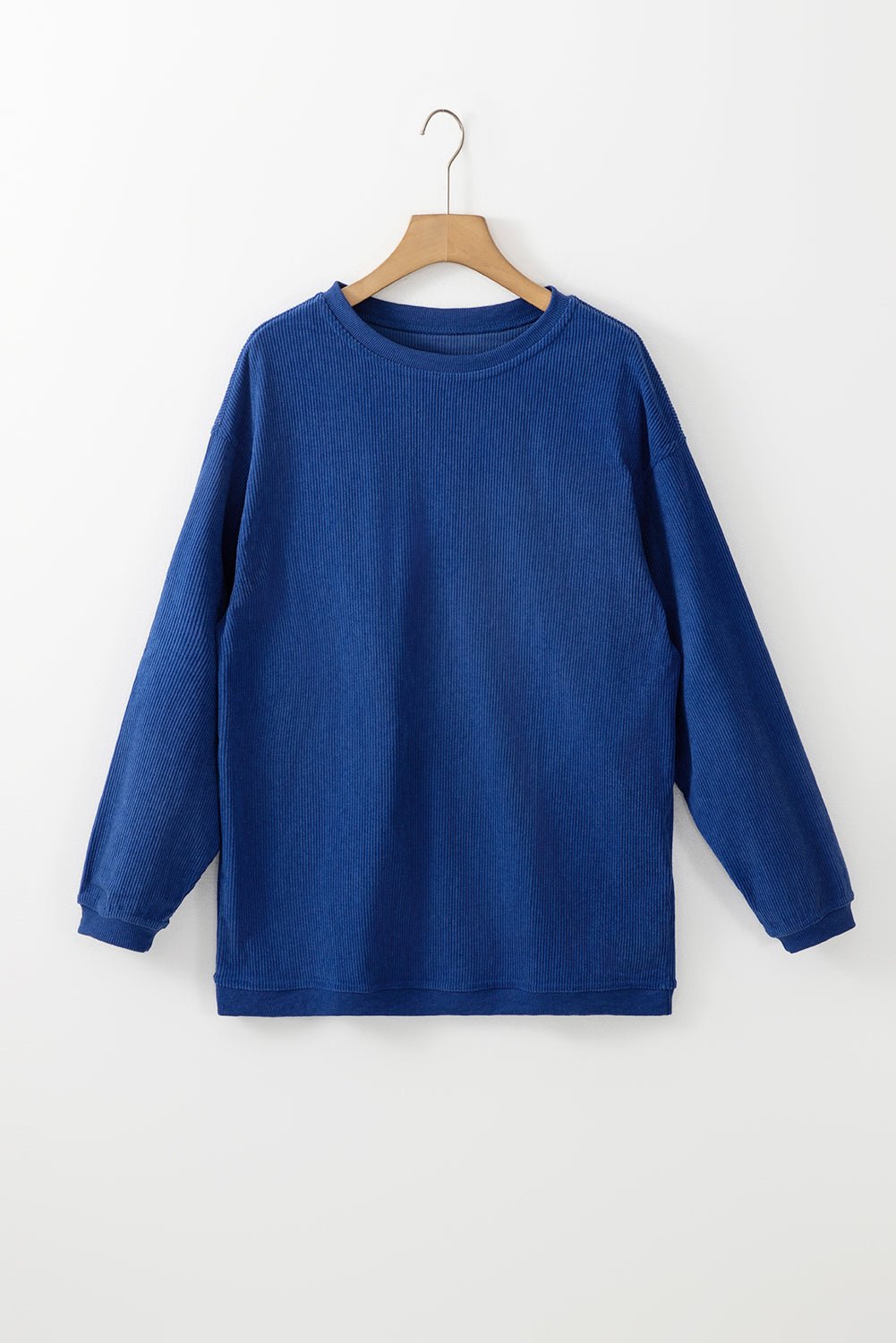 Apricot Drop Shoulder Rib Knit Oversized Sweatshirt - MAD RUFFI