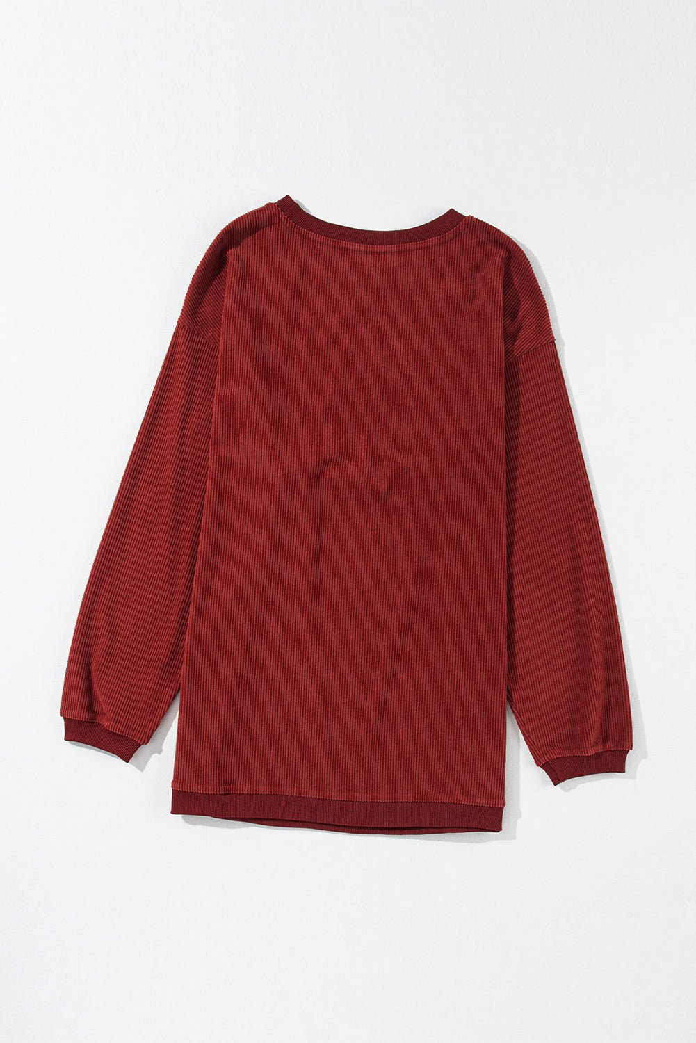 Apricot Drop Shoulder Rib Knit Oversized Sweatshirt - MAD RUFFI