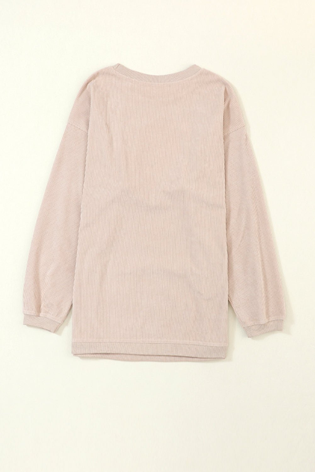 Apricot Drop Shoulder Rib Knit Oversized Sweatshirt - MAD RUFFI