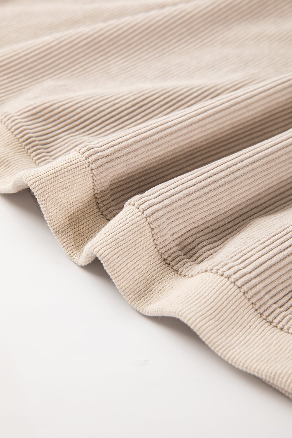 Apricot Drop Shoulder Rib Knit Oversized Sweatshirt - MAD RUFFI