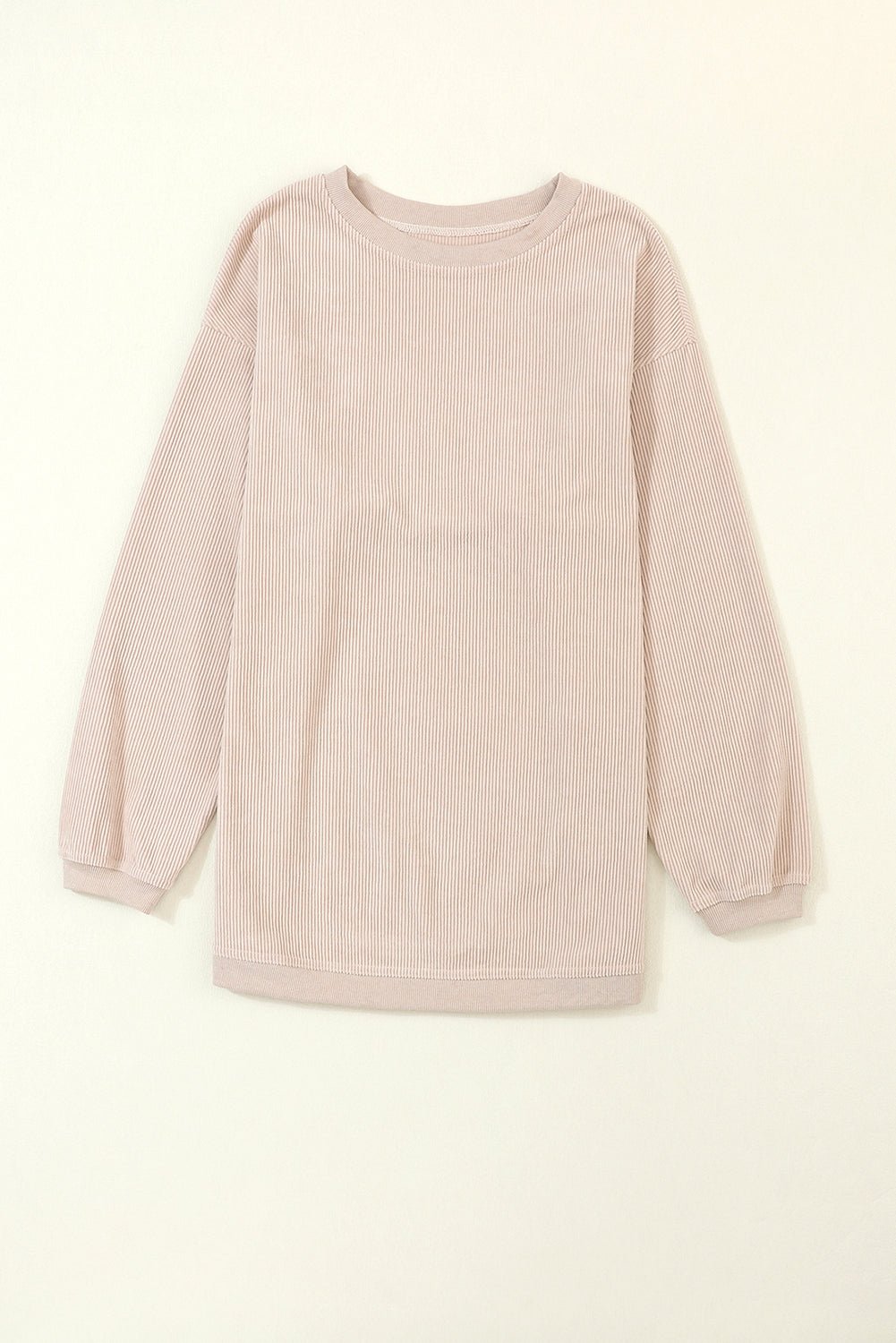 Apricot Drop Shoulder Rib Knit Oversized Sweatshirt - MAD RUFFI
