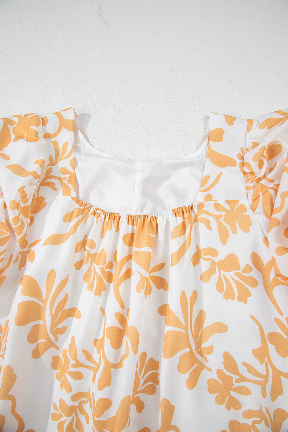 Apricot Floral Print Puff Short Sleeve Plus Size Maxi Dress - Plus Size Dresses