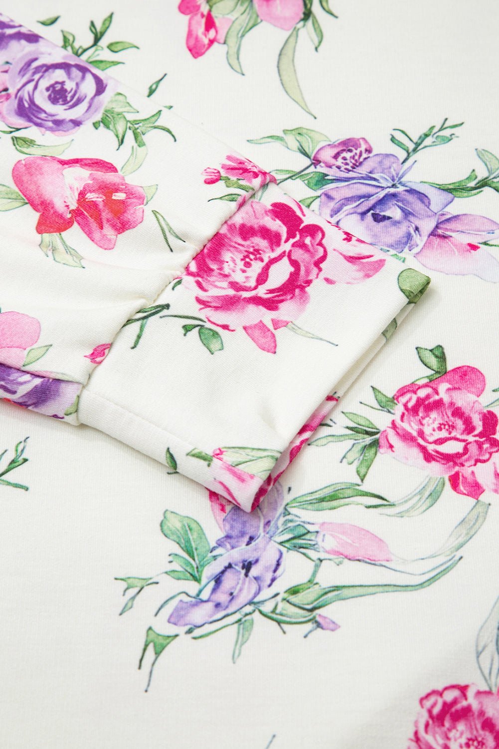 Apricot Floral Print Pullover Drawstring Lounge Pants Set - MAD RUFFI