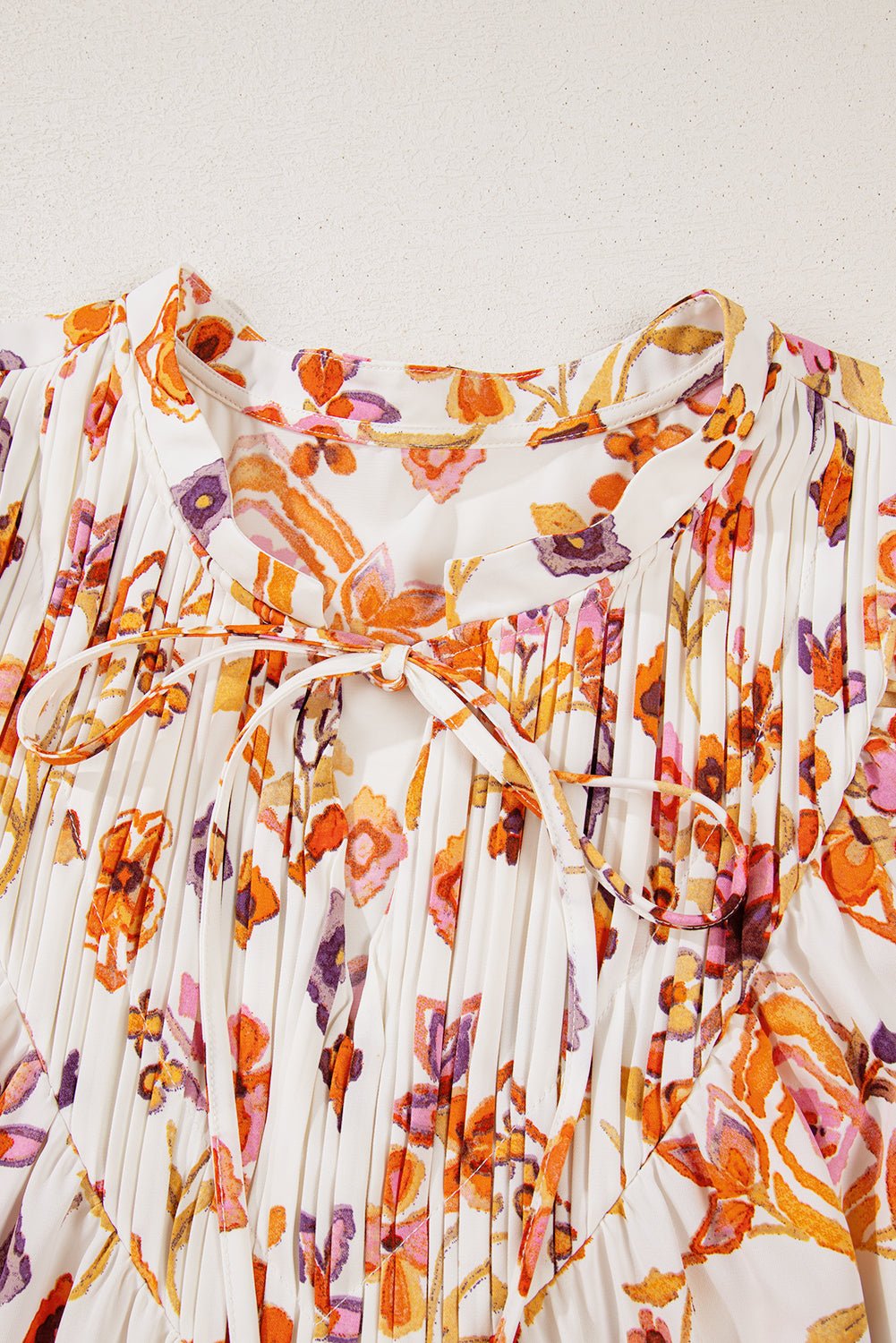 Apricot Floral Print Ruffled Trim Flutter Sleeve Mini Dress - MAD RUFFI