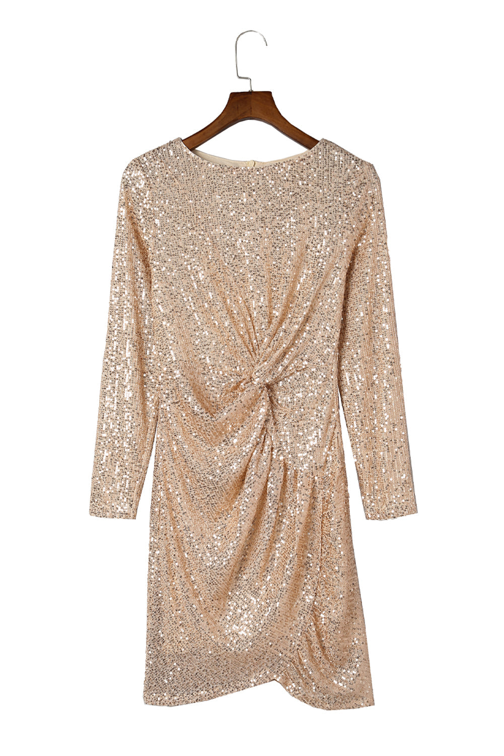 Apricot Party Twist Knot Bodycon Sequin Dress - MAD RUFFI