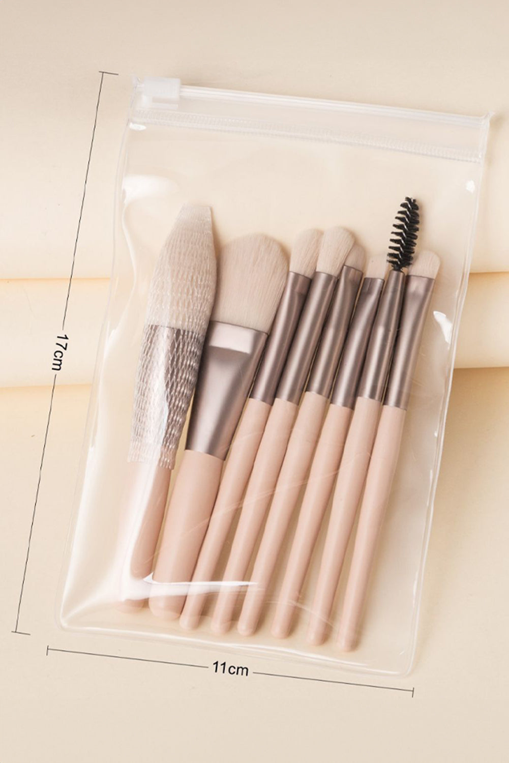 Apricot Pink 8pcs Soft Fluffy Mini Makeup Brush Set with Bag - MAD RUFFI