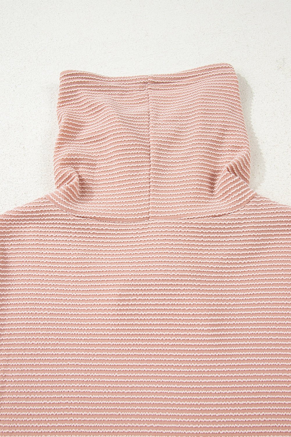 Apricot Pink Horizontal Twist Ribbed Drawstring Cowl Neck Knit Top - MAD RUFFI