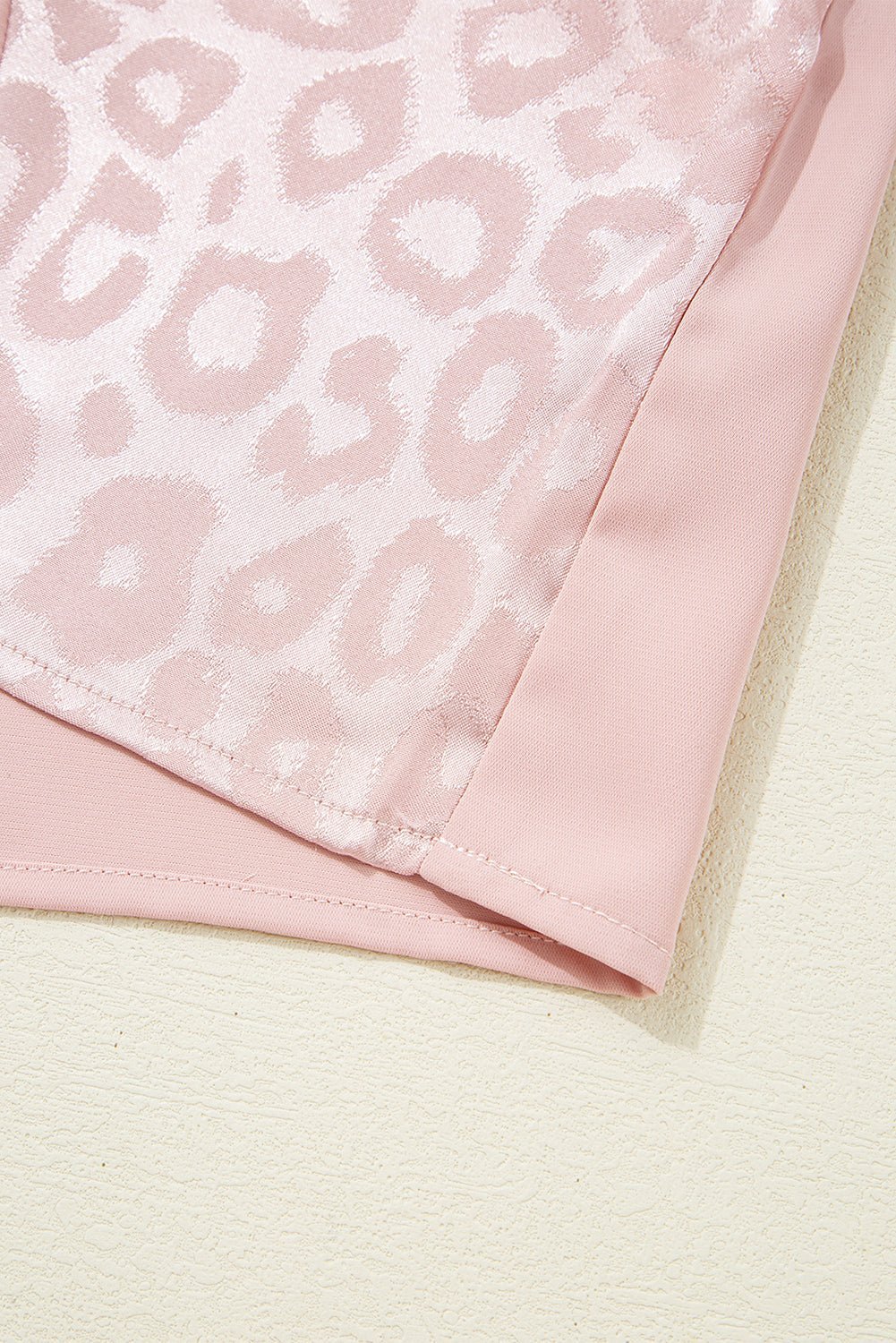 Apricot Pink Leopard Patchwork Cross Strappy V Neck Blouse - MAD RUFFI