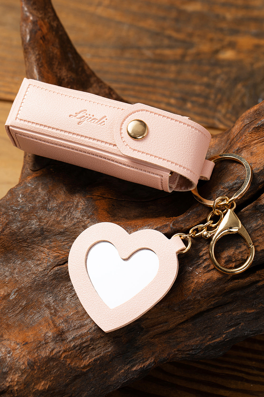 Apricot Pink Portable Lipstick Pocket Heart Decoration Keychain - MAD RUFFI