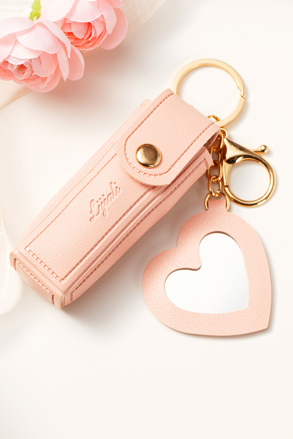 Apricot Pink Portable Lipstick Pocket Heart Decoration Keychain - MAD RUFFI