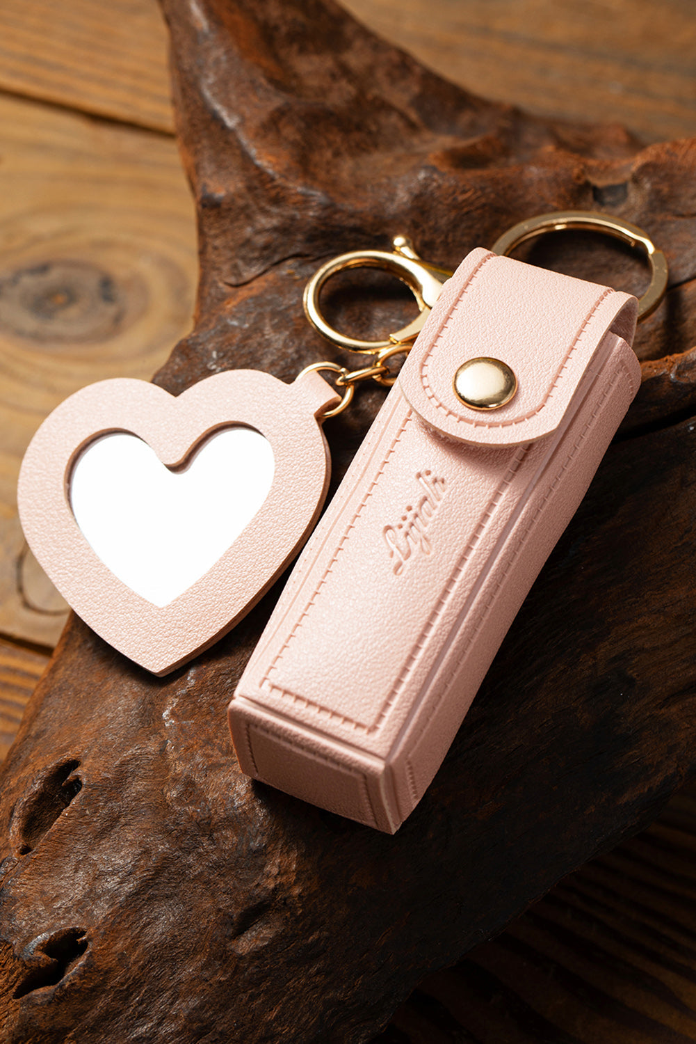 Apricot Pink Portable Lipstick Pocket Heart Decoration Keychain - MAD RUFFI