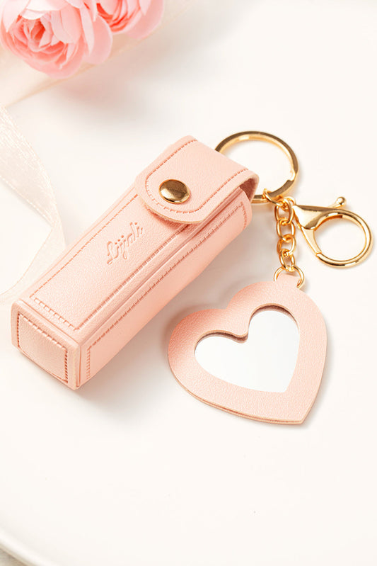 Apricot Pink Portable Lipstick Pocket Heart Decoration Keychain - MAD RUFFI