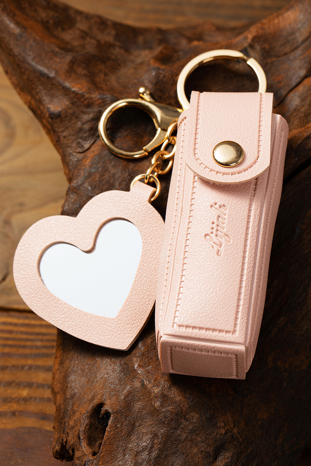 Apricot Pink Portable Lipstick Pocket Heart Decoration Keychain - MAD RUFFI