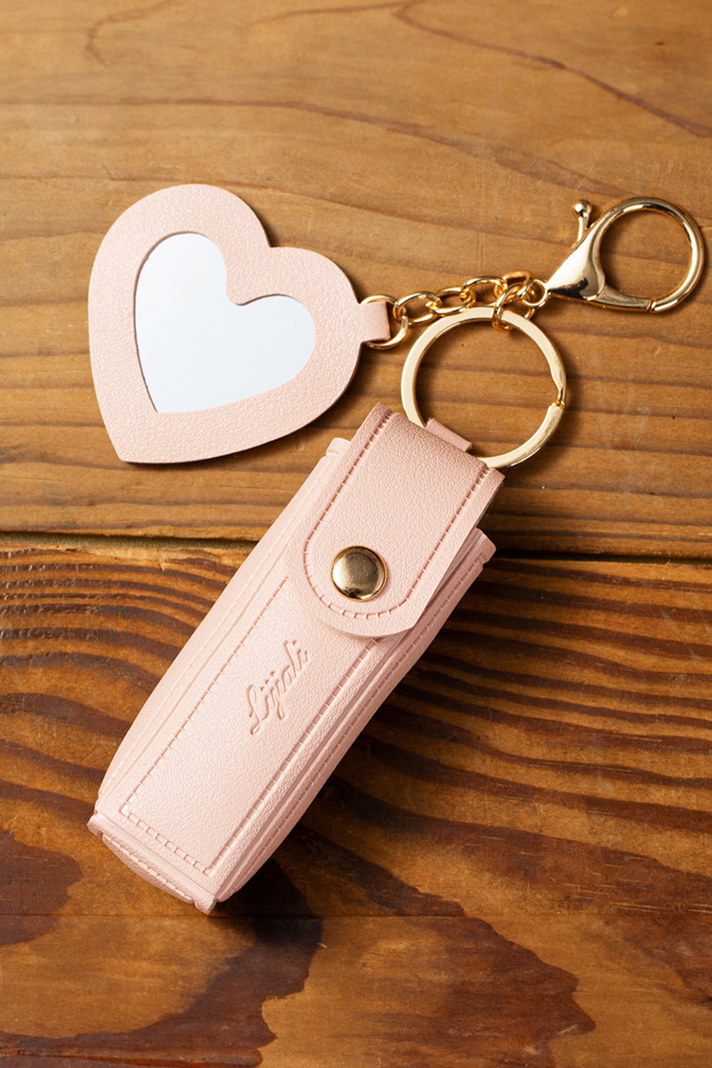 Apricot Pink Portable Lipstick Pocket Heart Decoration Keychain - MAD RUFFI