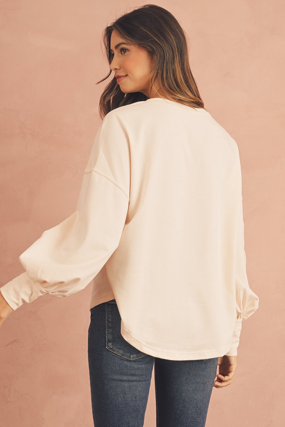 Apricot Studded Star Graphic Oversized Top - MAD RUFFI