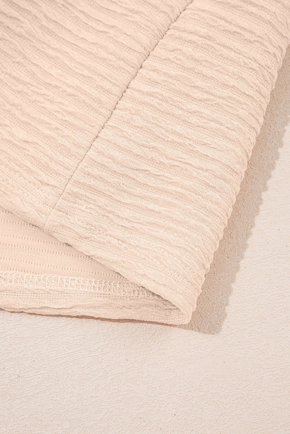 Apricot Textured V Neck T Shirt and Shorts Set - MAD RUFFI