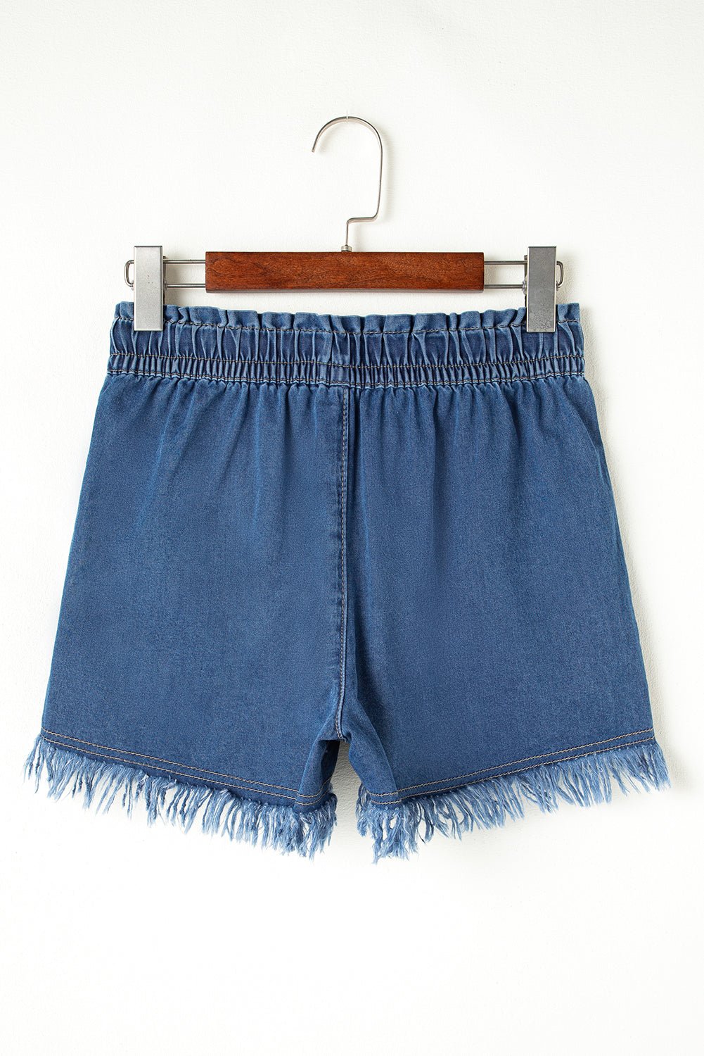 ashleigh blue raw hem drawstring high waist denim shorts - MAD RUFFI