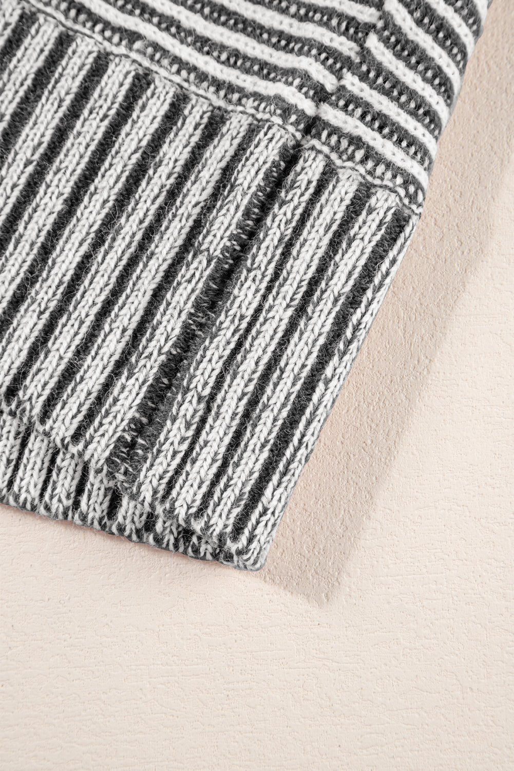 Ashleigh Blue Striped Print Ribbed Knit Raglan Sleeve Baggy Sweater - MAD RUFFI