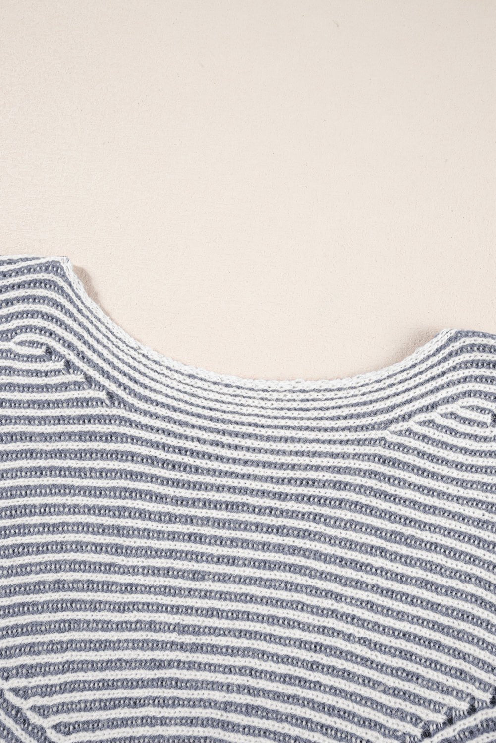 Ashleigh Blue Striped Print Ribbed Knit Raglan Sleeve Baggy Sweater - MAD RUFFI